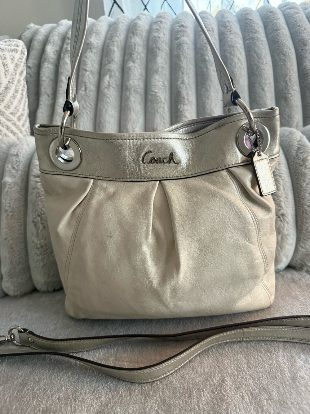 Coach Ashley Leather Hippie Convertible Pleated Crossbody